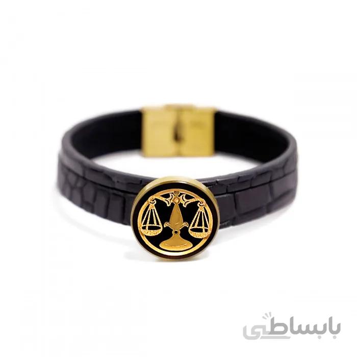 دستبند چرم روکش طلا سری ونوس ماه تولد مهر GLBM7