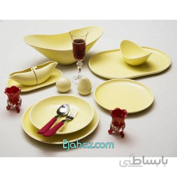 سرویس غذاخوری 31 پارچه چینی سرامیک رنگی زرد اوست