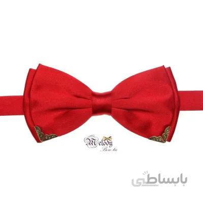 پاپیون سری مندو - مردانه (قرمز براق لبه فلزی)