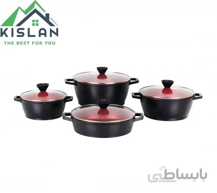 سرویس قابلمه 8 پارچه مشکی قرمز گرانیت ورونا
