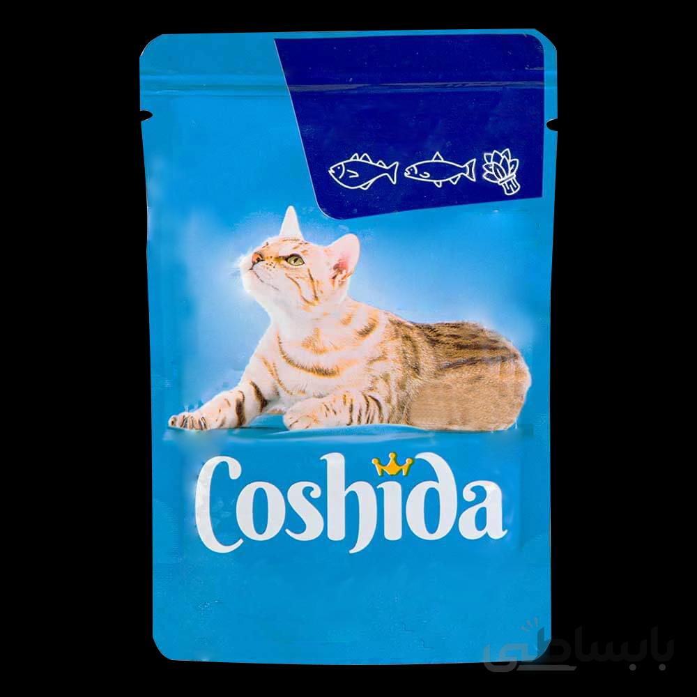 پوچ گربه کوشیدا مدل Pollock & Trout in Spinach Jelly وزن 100 گرم