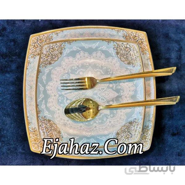 سرویس غذاخوری 6 نفره 30 پارچه چینی پردیس کاشان قالب پاریس طرح آرالیا فیروزه 486i