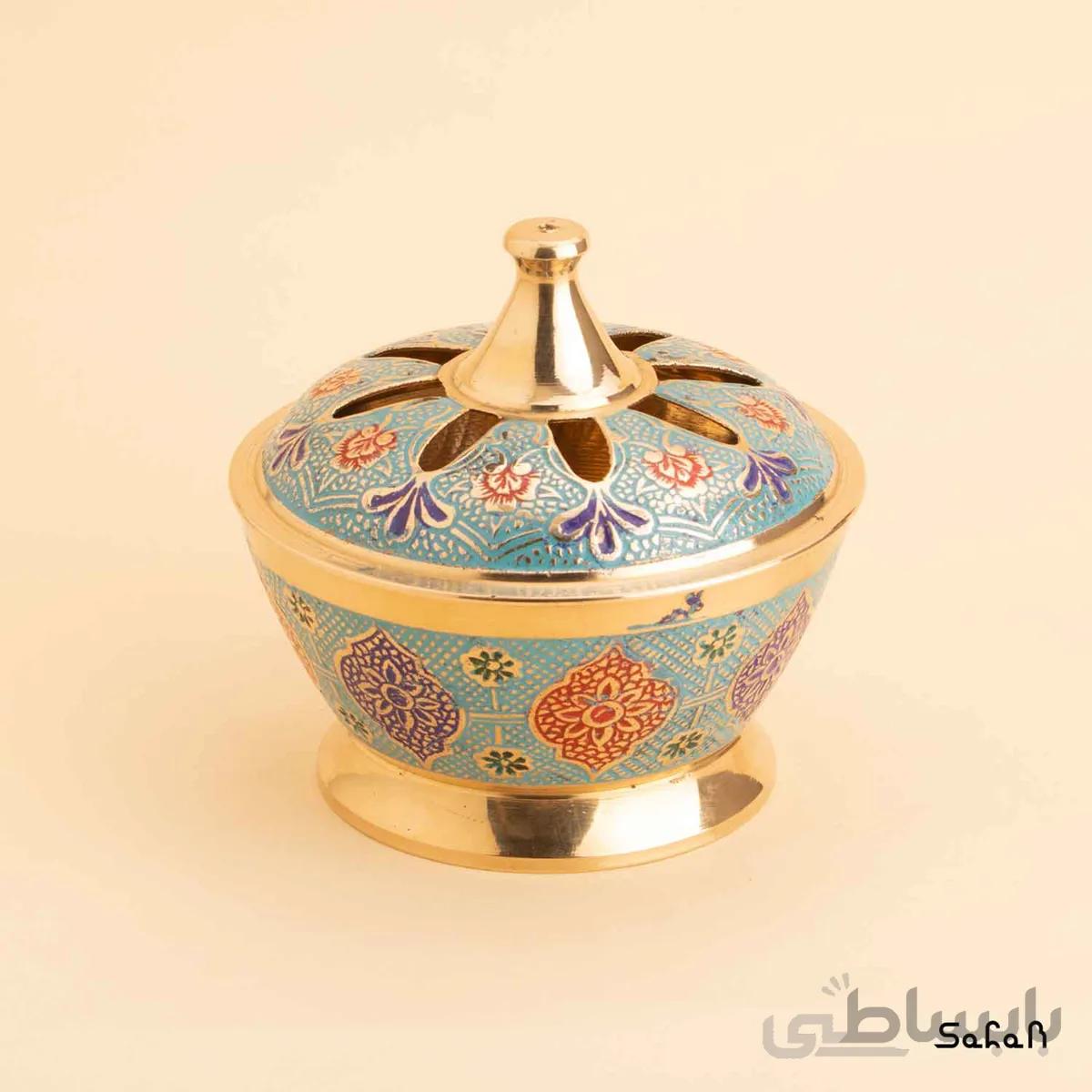 قندان برنجی میناکاری مدل لوتوس سایز بزرگ