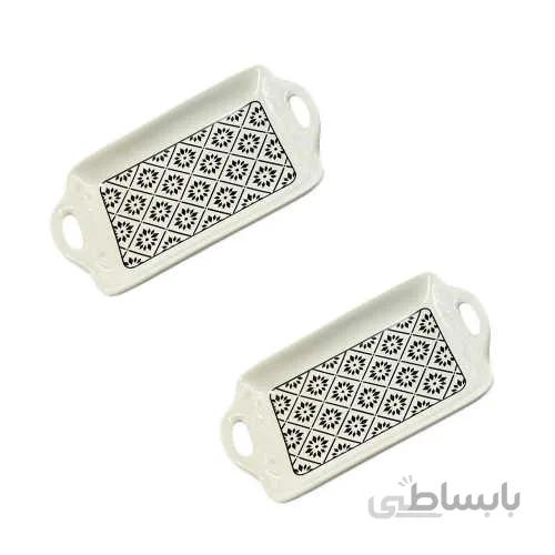 ظرف سرو مایا هوم مستطیل طرح گل لوزی بسته دو عددی