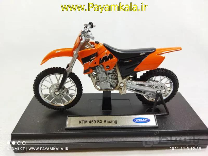 ماکت فلزی موتورسیکلت کی تی ام (KTM 450 SX RACING BY WELLY)(1/18)