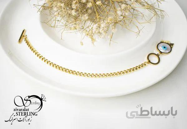 دستبند استیل زنانه طرح چشم نظر آویز دار