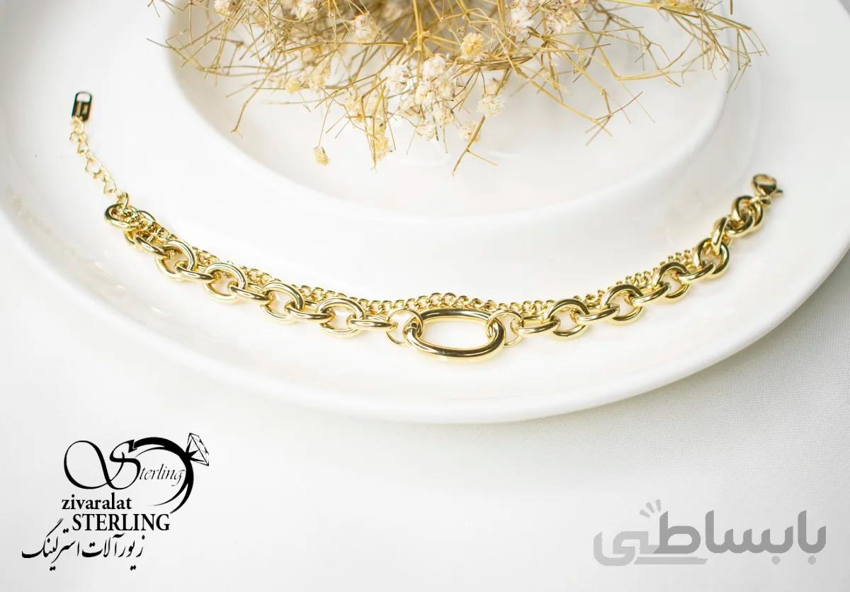 دستبند استیل زنانه دو زنجیره کلاسیک
