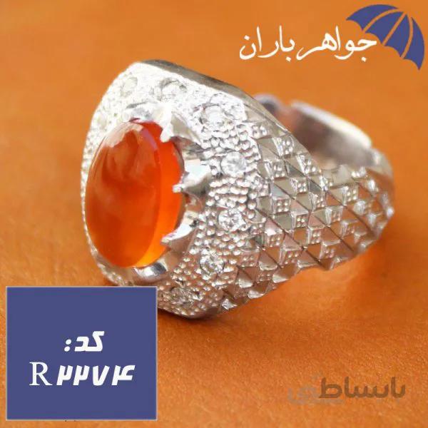 انگشتر عقیق یمنی شرف الشمس اصل رکاب آینه کاری دست ساز کد R_2274