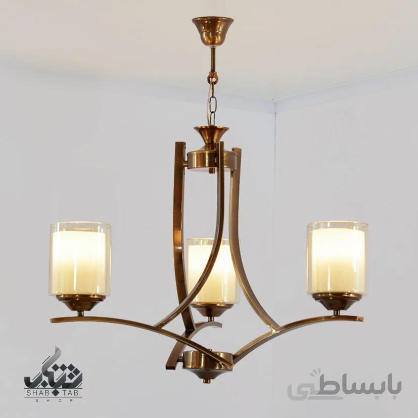 لوستر آویز سه شعله پارسیان کد 7055/3 با حباب