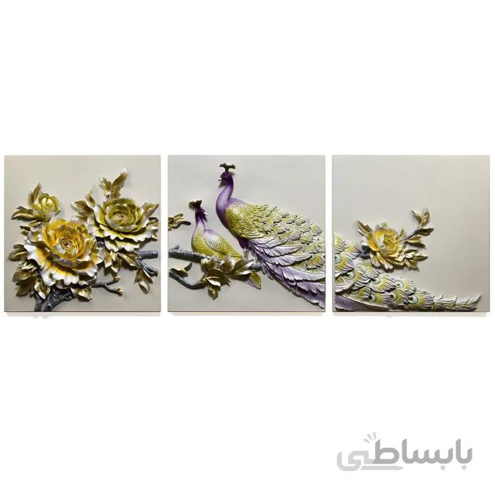 تابلو برجسته طرح طاووس و گل مگنولیا کد DE8372PR