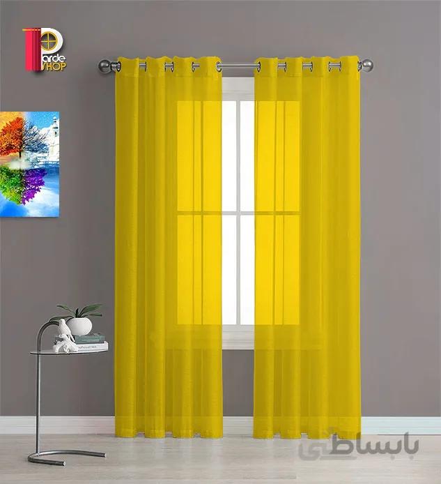 پرده پانچی حریررنگ زرد