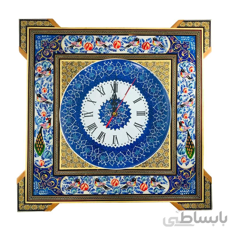 ساعت خاتم کاری مربع دور نقاشی پلاک25 سانت