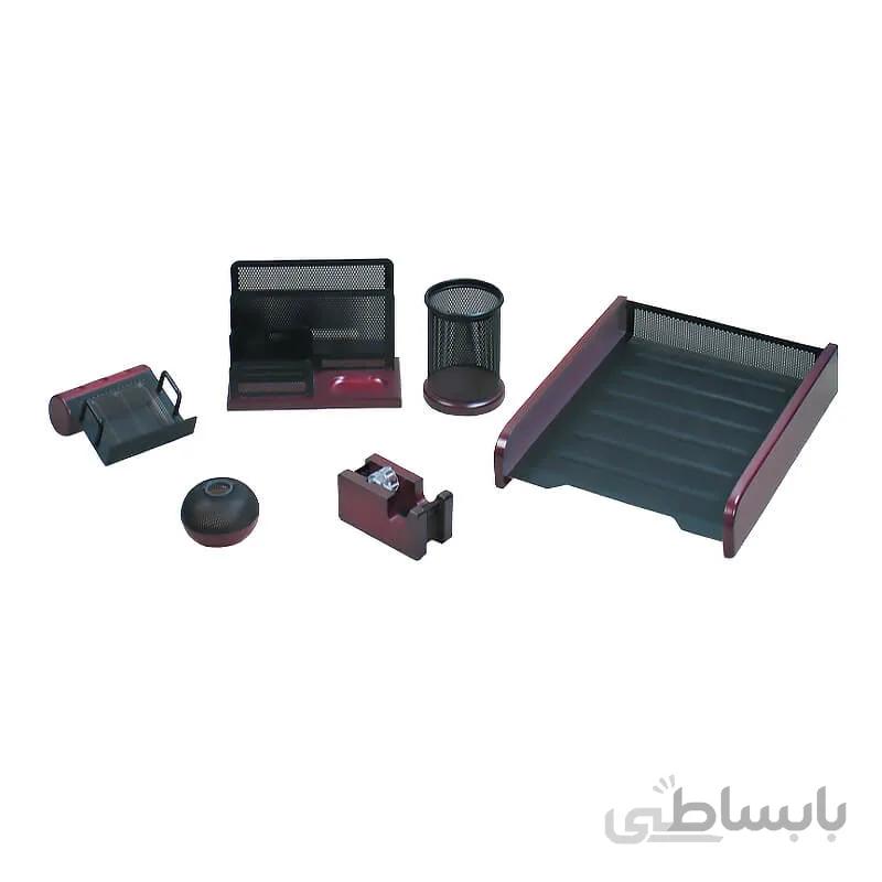 ست رومیزی ۶ تیکه با کازیه چوب و فلز