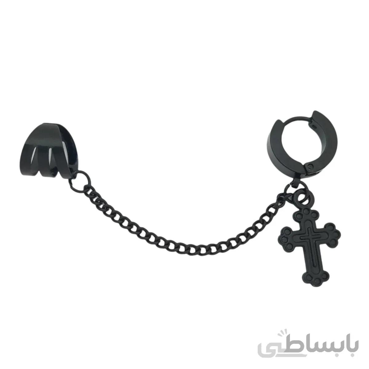 پیرسینگ گوش طرح صلیب زنجیری
