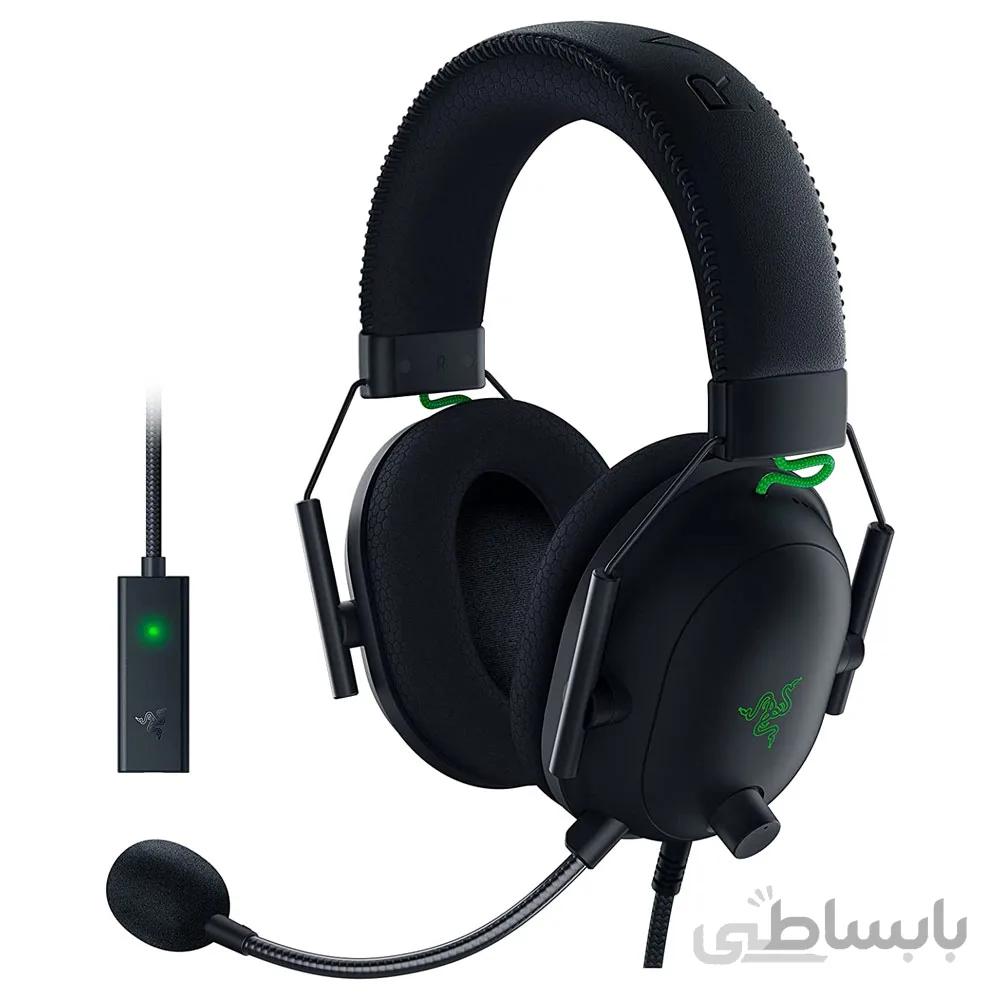هدست با سیم ریزر BlackShark V2 + USB Sound Card ا Razer BlackShark V2 + USB Sound Card Gaming Headset