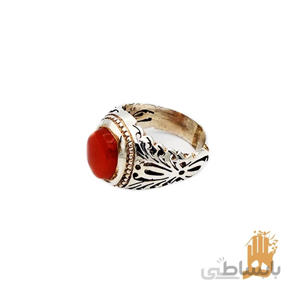 انگشتر فیلی شبکه نگین عقیق سرخ یمنی