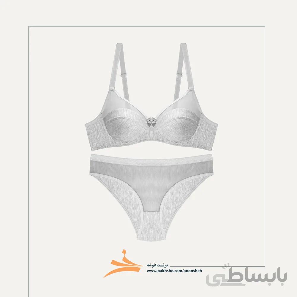 ست نخی ملانژ طوسی روشن نوشه پوش کد 22301