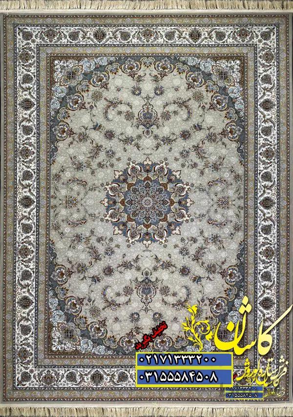 فرش کاشان نقشه اصفهان رنگ فیلی 1000 شانه