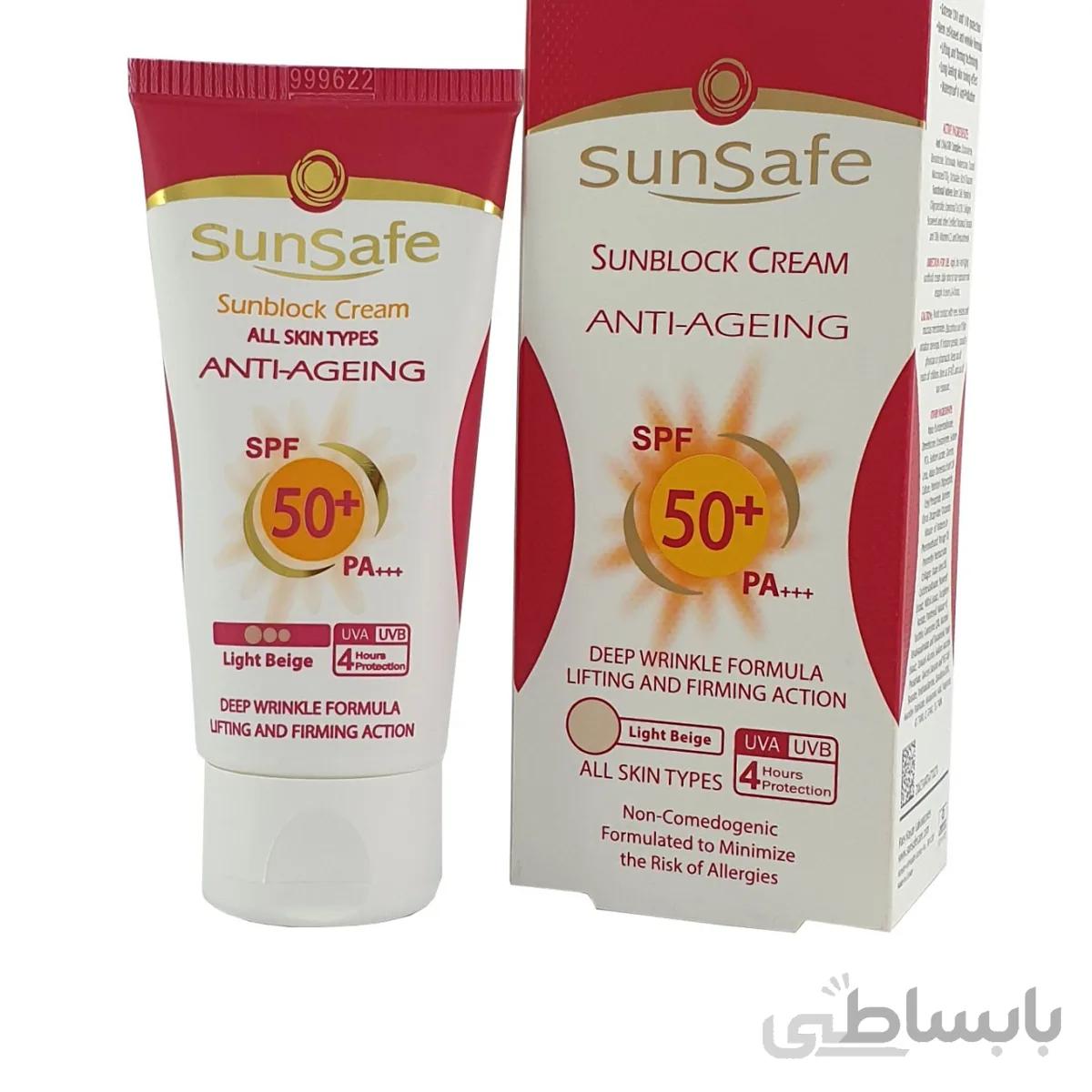 کرم ضد آفتاب سان سیف مدل Anti-Ageing (بژ روشن)