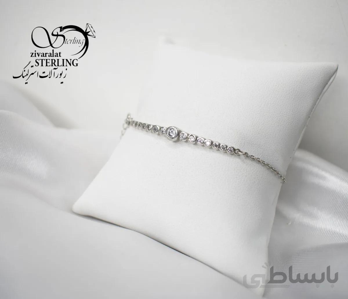 دستبند نقره زنانه تک نگین