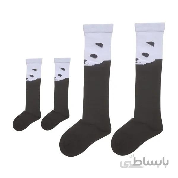 ست مادر و کودک جوراب ساق بلند طرح پاندا مشکی کد PH394.2