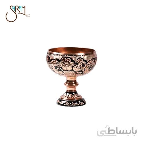 بستنی خوری مسی الماس تراش طرح گل و بوته مدل 3903