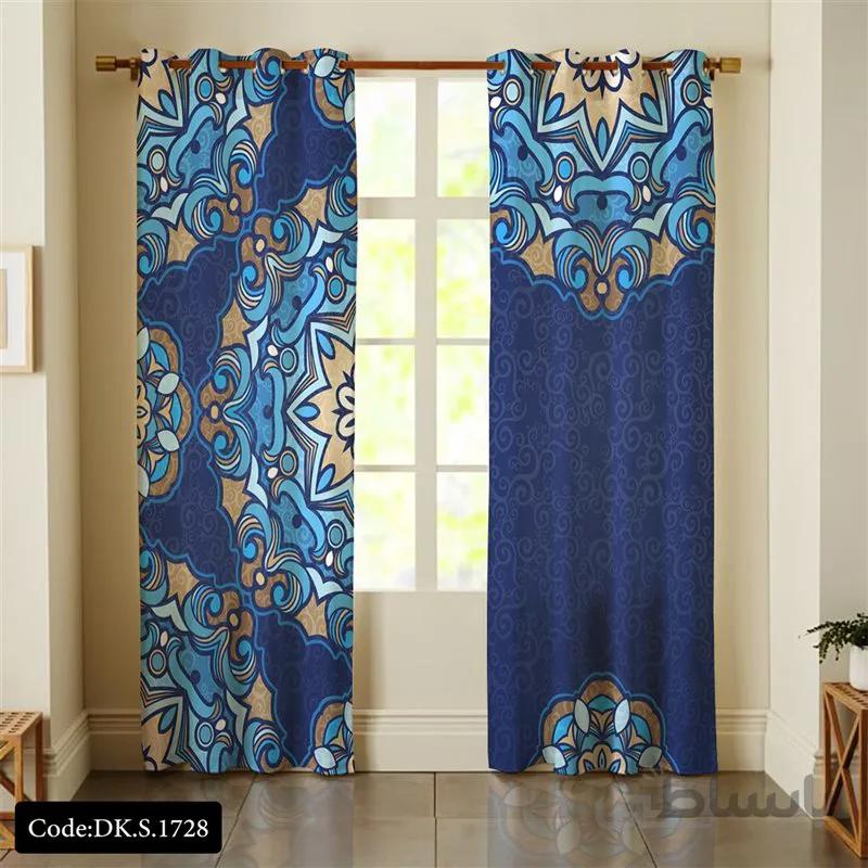 پرده پانچی (هازان و مخمل)کد DK.S.1728 طرح ایرانی و سنتی اسلیمی نقوش