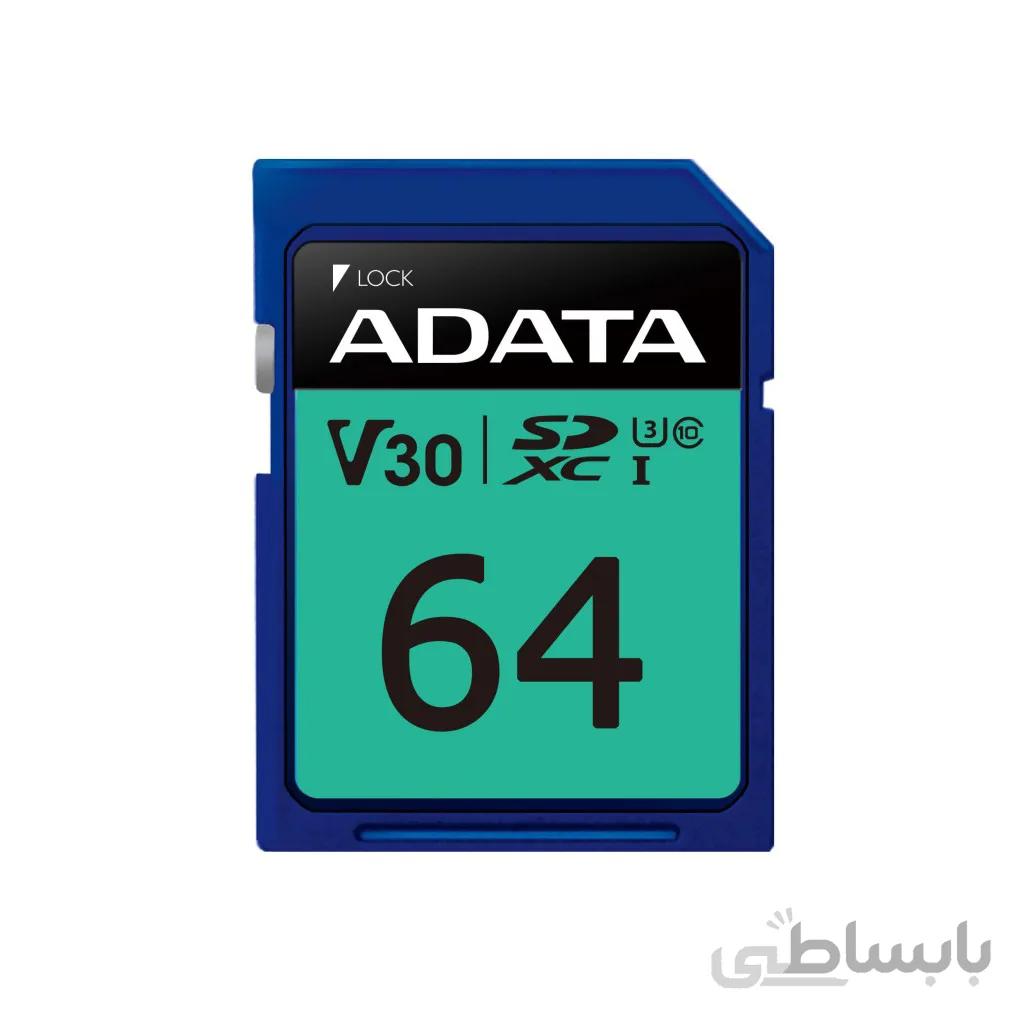 کارت حافظه SDXC ای دیتا مدل ADATA Premier Pro کلاس 10 استاندارد UHS I U3 سرعت 100MBps ظرفیت 64 گیگابایت در بروزکالا