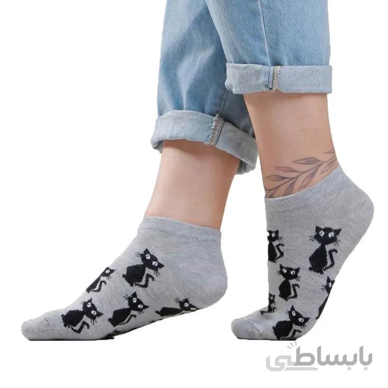 جوراب مچی زنانه فانتزی طرح گربه