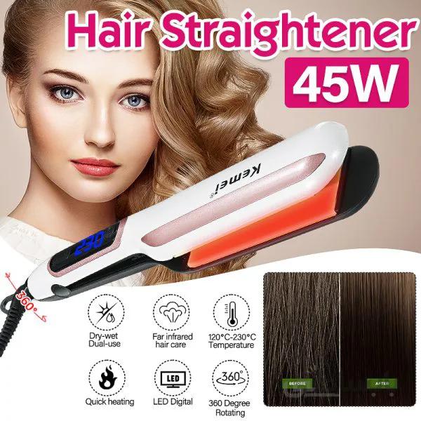 اتو موی حرفه ای کیمی سرامیکی مادون قرمز دارLED kemeikm9622