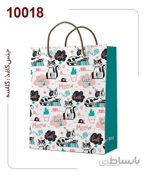 ساکدستی فانتزی طرح گربه با کاغذ گلاسه کد10018