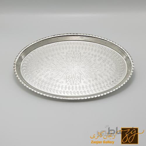 سینی مسی بادامی طرح کرمان سایز کوچک1
