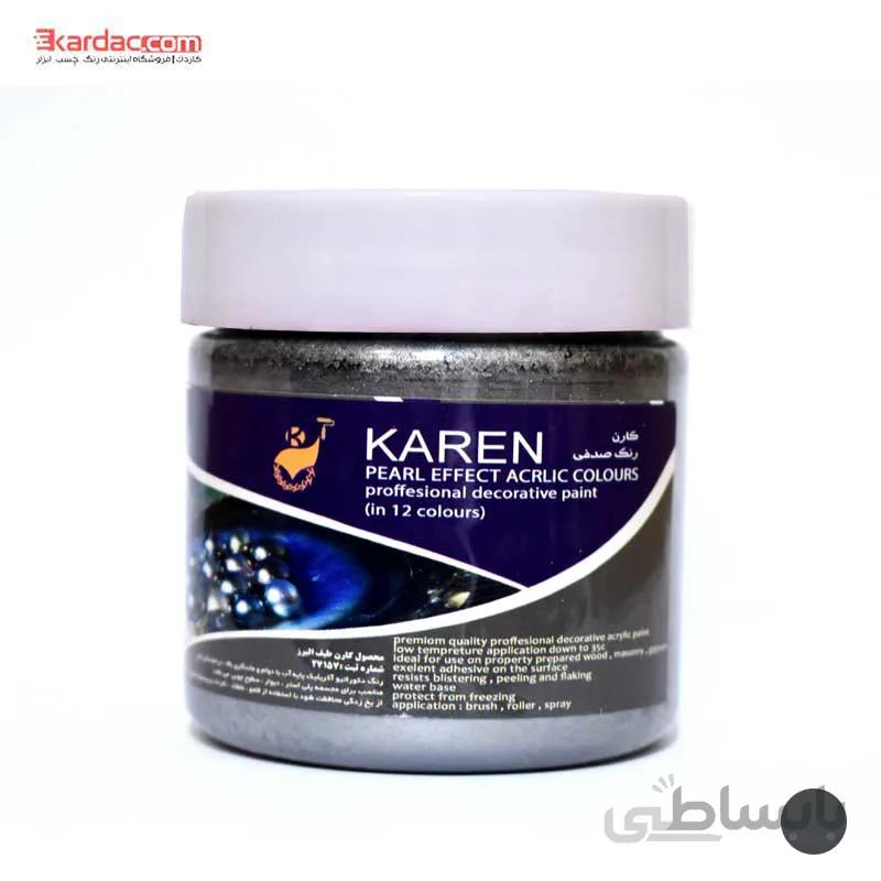 رنگ اکریلیک نوک مدادی صدفی کارن حجم 250 گرمی ا Karen Acrilyc Pearl Black Gray, 250g