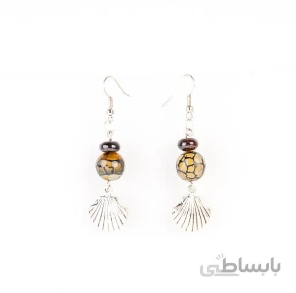 گوشواره آویزی فلزی طرح صدف دست ساز کد EC1145