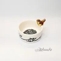 کاسه سرامیکی کالیگرافی نوشته دار با پرنده طلا سایز ۱