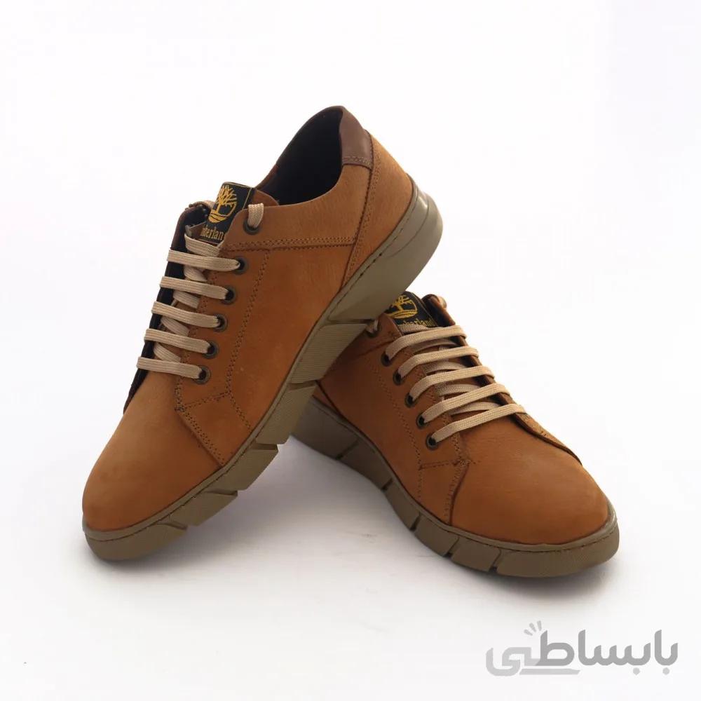 کفش مردانه اسپرت چرم طبیعی طرح تیمبرلند عسلی