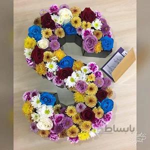 باکس چوبی حروف و اعداد با گلهای بهاری