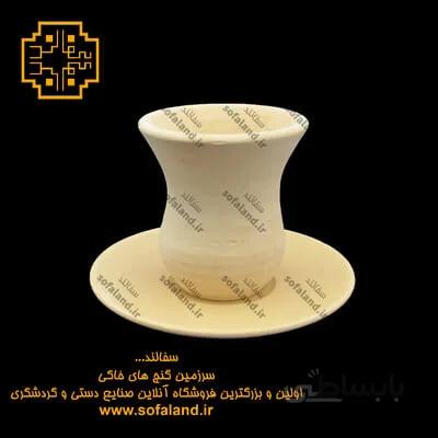 فنجان و نعلبکی سفالی طرح کمرباریک سفالند