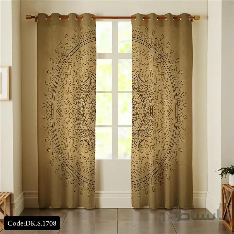 پرده پانچی (هازان و مخمل)کد DK.S.1708 طرح ایرانی و سنتی اسلیمی قرینه