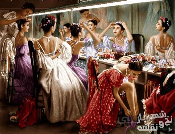 نخ و نقشه تابلو فرش طرح آرایش عروس کد 91895