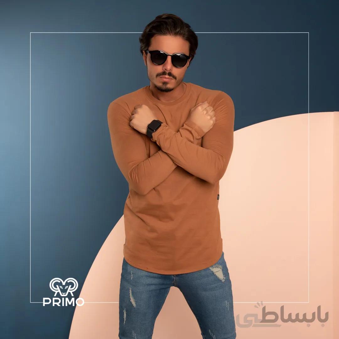 تیشرت پنبه مردانه مدل آستین بلند ساده 513304