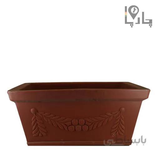 گلدان مستطیلی فلاور باکس وارداتی رزینی رنگ سفالی طرح پرده ای سایز بزرگترین