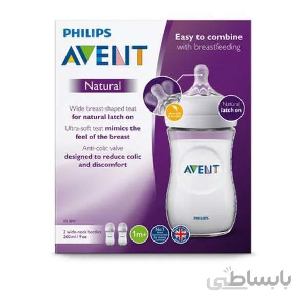 شیشه شیر دو عددی 1m+ نچرال اونت 260 میلی لیتر avent