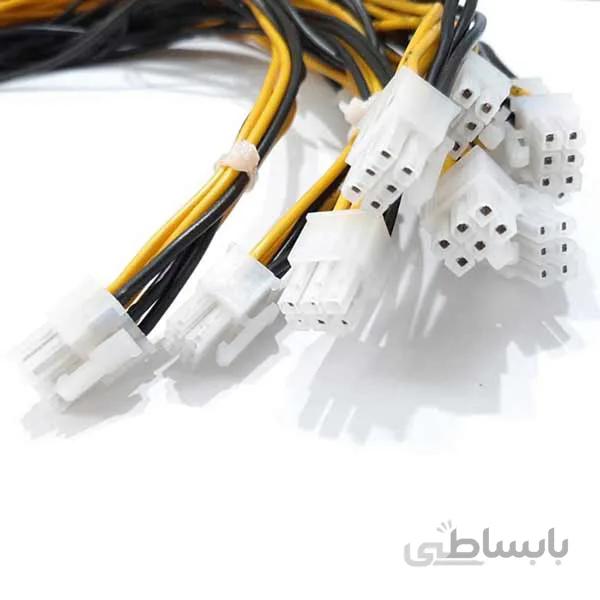 دسته کابل اتصال برق به هشبرد ماینر 8 سر سوکت 6 پین 4 کابلشو 50 سانتی متر