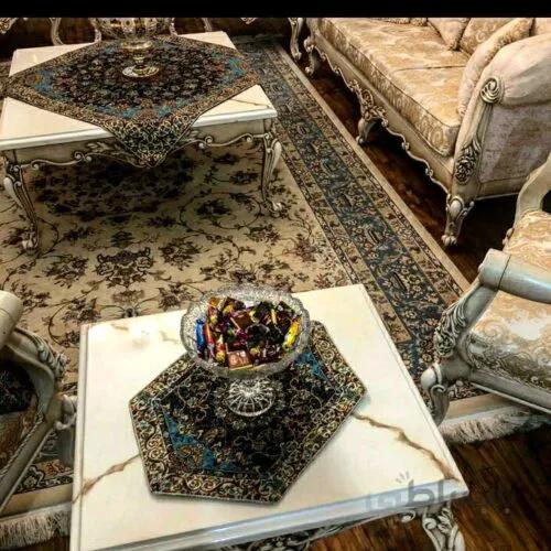 رومیزی 3 تیکه ترمه سنتی طرح شمیم (مربع)