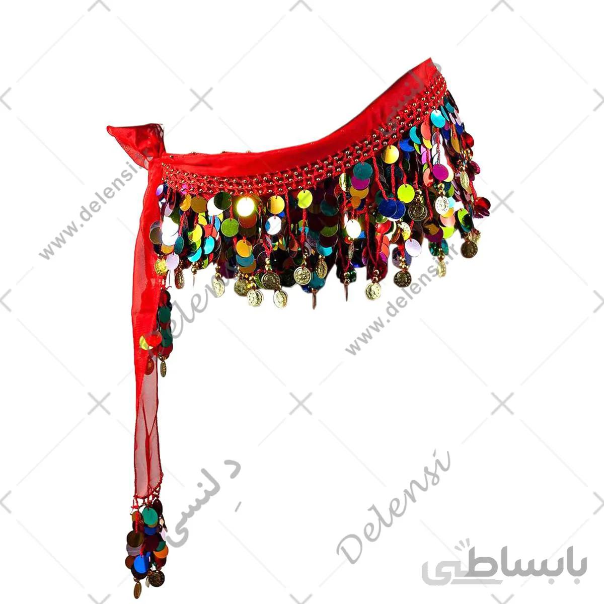 کمربند رقص عربی حریر پولک رنگی