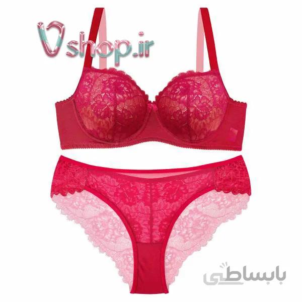 ست شورت و سوتین زنانه نوشه پوش کد 73003 رنگ زرشکی