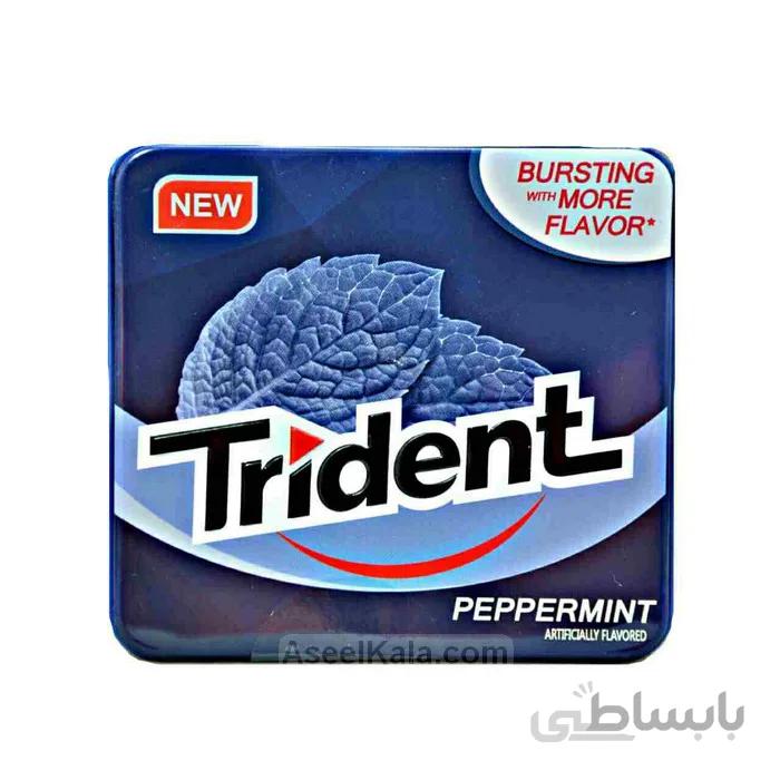 آدامس تریدنت Trident قوطی فلزی با طعم نعنا فلفلی تکی و بسته 12 عددی