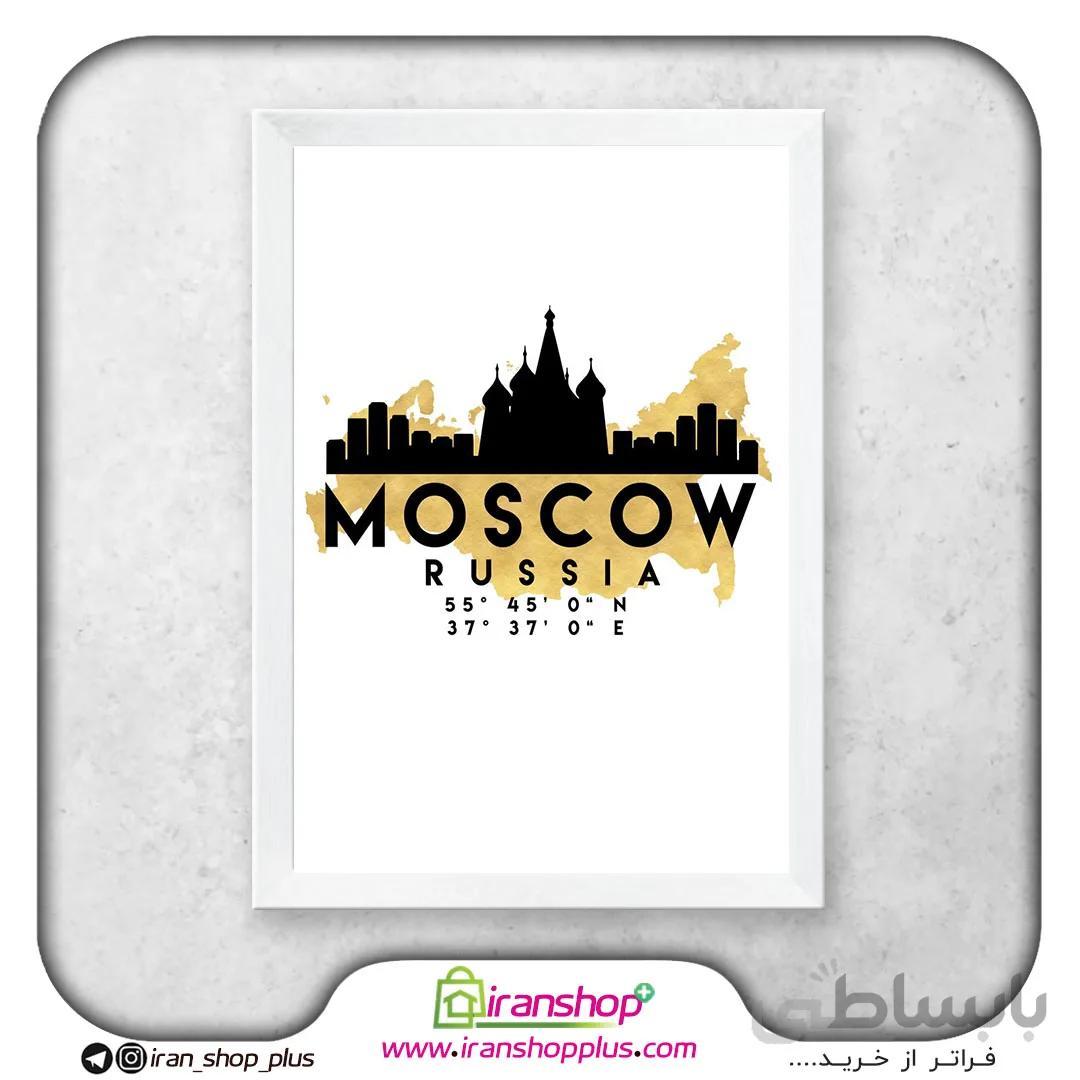 تابلو نقشه شهر مسکو با تم Gold Map Skylines