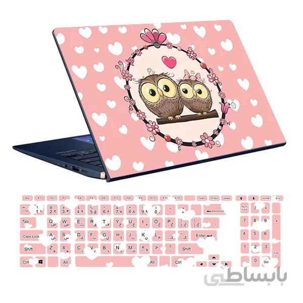 اسکین لپ تاپ طرح جغد کد ۰۱ به همراه استیکر کیبورد